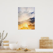 Moderne Glitch-Sonnenuntergangs-Wandkunst Poster (Küche)