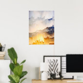 Moderne Glitch-Sonnenuntergangs-Wandkunst Poster (Heimbüro)