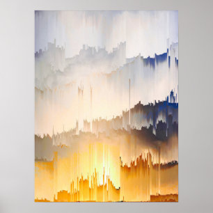 Moderne Glitch-Sonnenuntergangs-Wandkunst Poster