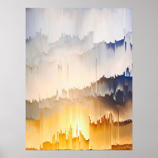 Moderne Glitch-Sonnenuntergangs-Wandkunst Poster (Vorne)