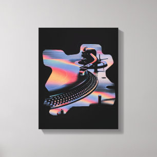 Moderne Glitch-Style-Drehscheibe – Farbdesign Leinwanddruck