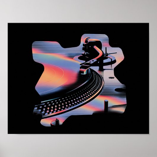 Moderne Glitch-Style-Drehscheibe – Farbdesign Poster (Vorne)