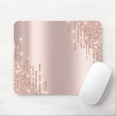 Moderne Glitter-Drips Roségold Mousepad (Mit Mouse)