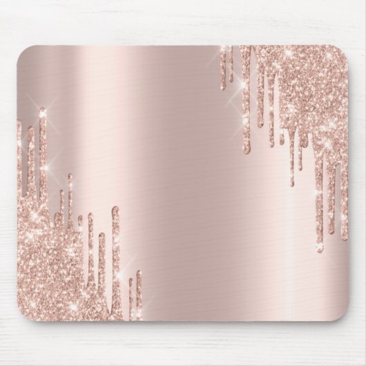 Moderne Glitter-Drips Roségold Mousepad (Vorne)