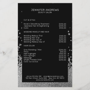 Moderne Glitter-Drops in Silber und Schwarz Flyer