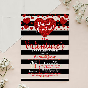Moderne Glitter-Liebesherzen Valentinstag Party Acryleinladungen