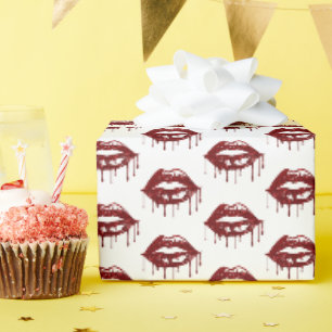 Moderne Glitter-Lippen Valentinstag-Muster Geschenkpapier