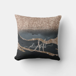 Moderne Glitter-Marmor-Monogramm Kissen
