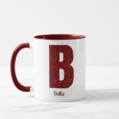 Moderne Glitter-Monogramm-B-Tasse mit Namen Tasse (Links)