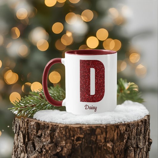Moderne Glitter-Monogramm-D-Tasse mit Namen Tasse