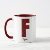 Moderne Glitter-Monogramm-F-Tasse mit Namen Tasse (Links)