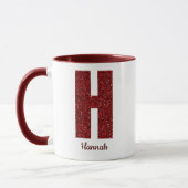 Moderne Glitter-Monogramm-H-Tasse mit Namen Tasse (Links)