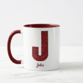 Moderne Glitter-Monogramm-J-Tasse mit Namen Tasse (Links)