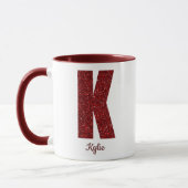 Moderne Glitter-Monogramm-K-Tasse mit Namen Tasse (Links)