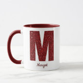 Moderne Glitter-Monogramm-M-Tasse mit Namen Tasse (Links)