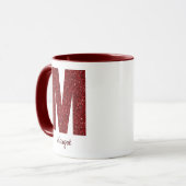 Moderne Glitter-Monogramm-M-Tasse mit Namen Tasse (Vorderseite Links)