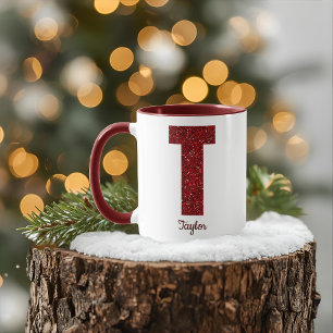 Moderne Glitter-Monogramm-Tasse mit Namen Tasse