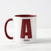 Moderne Glitter-Monogramm-Tasse mit Namen Tasse (Links)