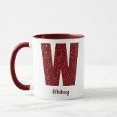 Moderne Glitter-Monogramm-W-Tasse mit Namen Tasse (Links)