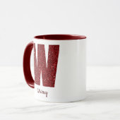 Moderne Glitter-Monogramm-W-Tasse mit Namen Tasse (Vorderseite Links)