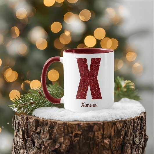 Moderne Glitter-Monogramm-X-Tasse mit Namen Tasse