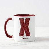Moderne Glitter-Monogramm-X-Tasse mit Namen Tasse (Links)