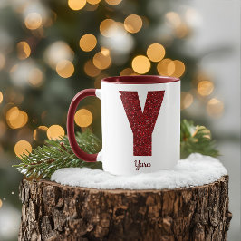Moderne Glitter-Monogramm-Y-Tasse mit Namen Tasse