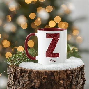 Moderne Glitter-Monogramm-Z-Tasse mit Namen Tasse