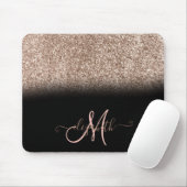 Moderne Glitter Ombre Schwarz Monogramm Mousepad (Mit Mouse)