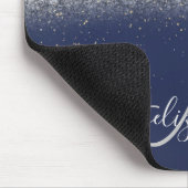 Moderne Glitter Ombre Silber Monogramm Navy Blau Mousepad (Ecke)