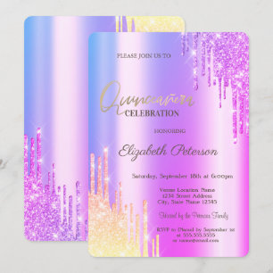 Moderne Glitter Ombre Violette Tropfen Einladung