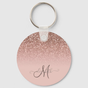 Moderne Glitter Pailletten Ombre Cooles Monogramm Schlüsselanhänger