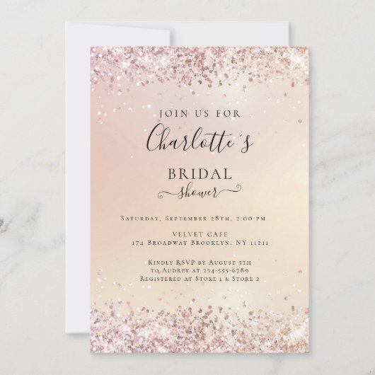 Moderne Glitter Pink (Imitat) Einladung (Vorderseite)