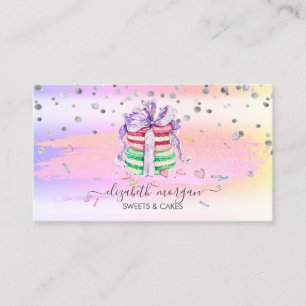 Moderne Glitter-Pinselstrich-Ombre-Macarons Visitenkarte