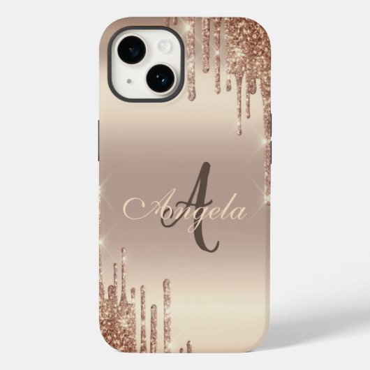 Moderne Glitter-Tropfen, Monogramm Cooper Case-Mate iPhone Hülle (Rückseite)