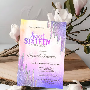 Moderne Glitter-Tropfen Ombre Metallisch Sweet 16  Einladung