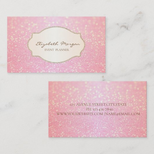 Moderne Glitterie Bokeh Gold Glitzer Frame Visitenkarte (Vorne/Hinten)