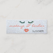 Moderne Glitterie, Silber, Lippen, Lashes, Makeup Mini Visitenkarte (Vorderseite)