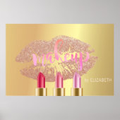 Moderne Glitterlippen, Lipsticks, Goldschmiedekuns Poster (Vorne)