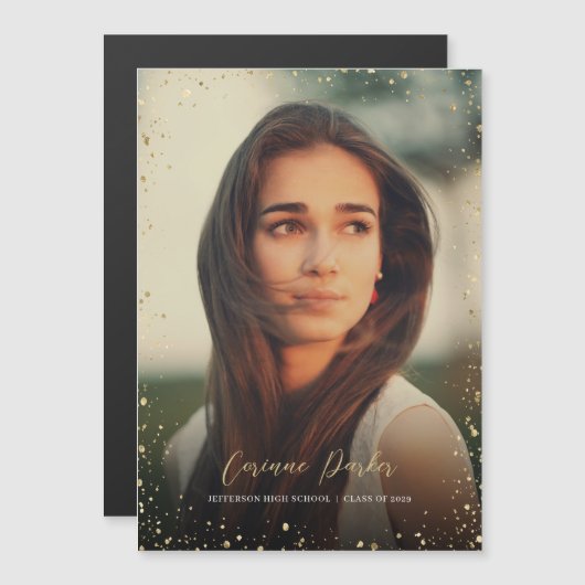 Moderne Glitz Abschluss Foto Announcement Magnete (Vorne/Hinten)