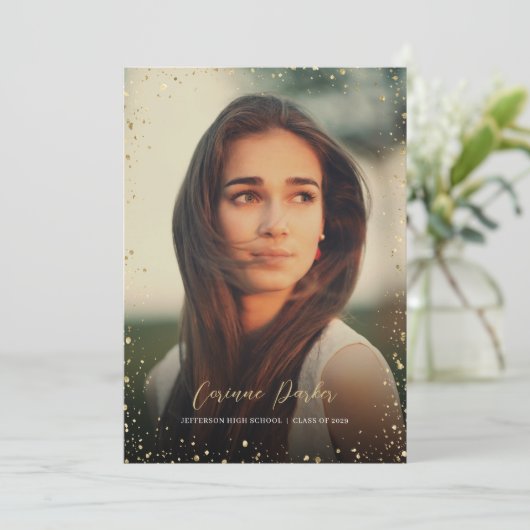 Moderne Glitz Foto Graduation Party Einladung (Stehend Vorderseite)