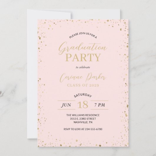 Moderne Glitz Graduiertenparty Einladung (Vorderseite)