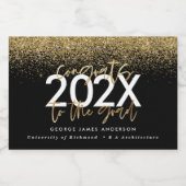 Moderne Glitzer-Abschluss-Schrift in Schwarz und G Schaumweinetikett (Einzelnes Label)