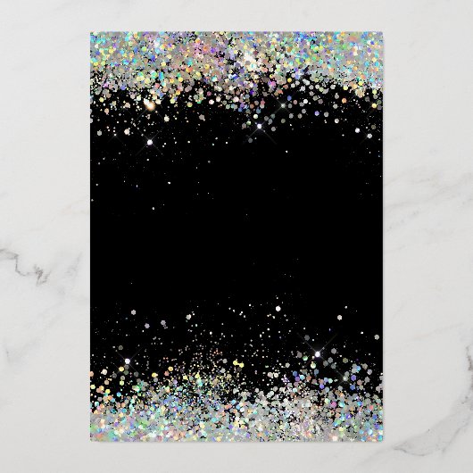 Moderne Glitzer Black Real Foil Tafel Karte (Rückseite)