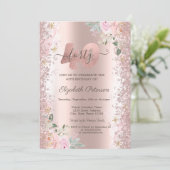 Moderne Glitzer Confetti Rose Gold Rose 40. Einladung (Stehend Vorderseite)