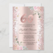 Moderne Glitzer Confetti Rose Gold Rose 60. Einladung (Vorderseite)