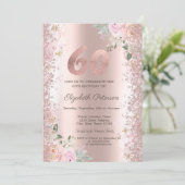 Moderne Glitzer Confetti Rose Gold Rose 60. Einladung (Stehend Vorderseite)