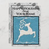 Moderne Glitzer Deer Blue, Grau & Black Flat Card (Vorne/Hinten)