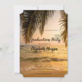 Moderne Glitzer Graduation Cap, Beach Palm Einladung (Vorderseite)