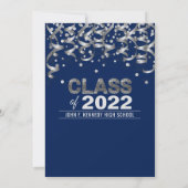 Moderne Glitzer-Graduierungspartei Navy Blue Silve Einladung (Rückseite)